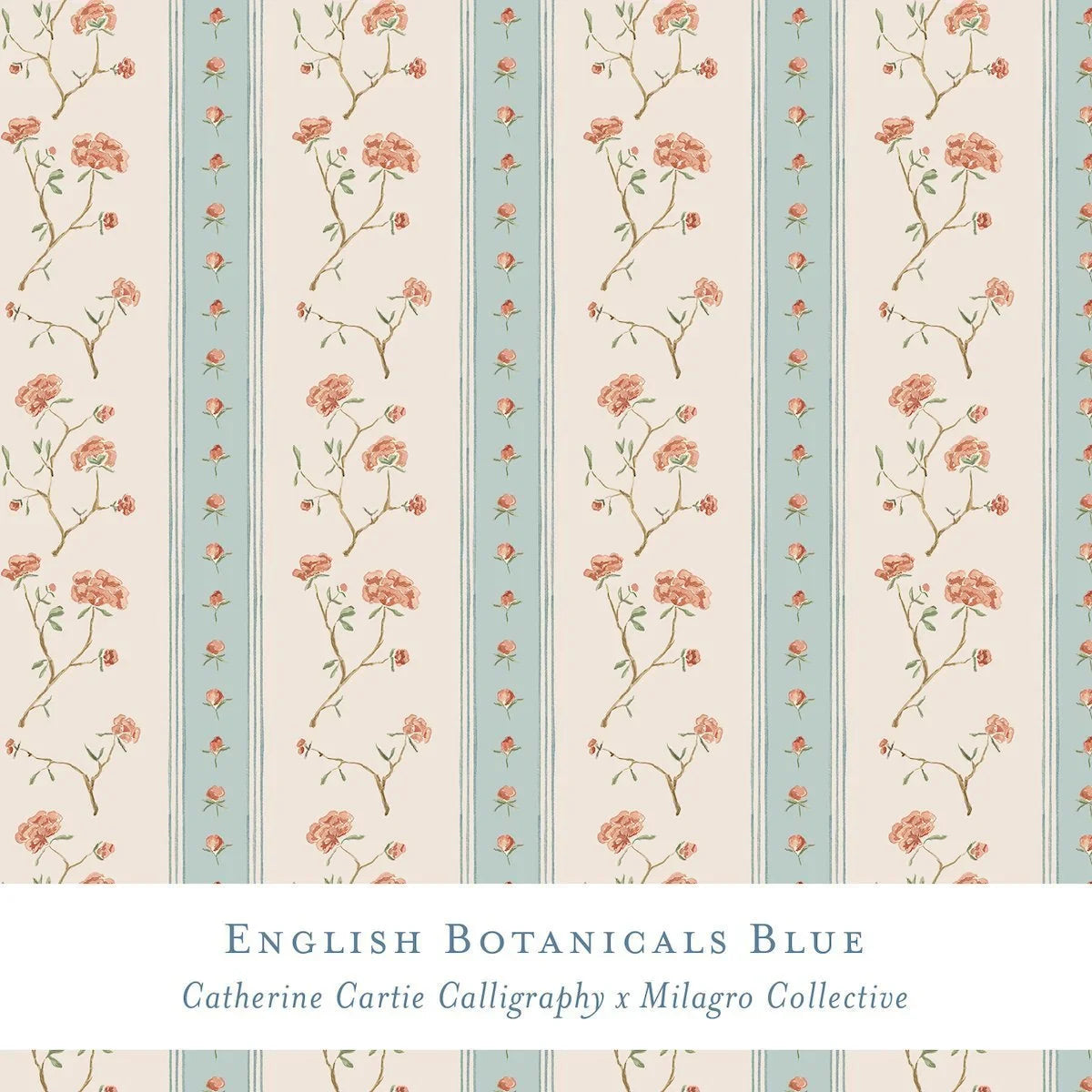 Gift Wrap - English Botanicals Blue