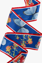 Blue and Red Silk Ribbon Scarf