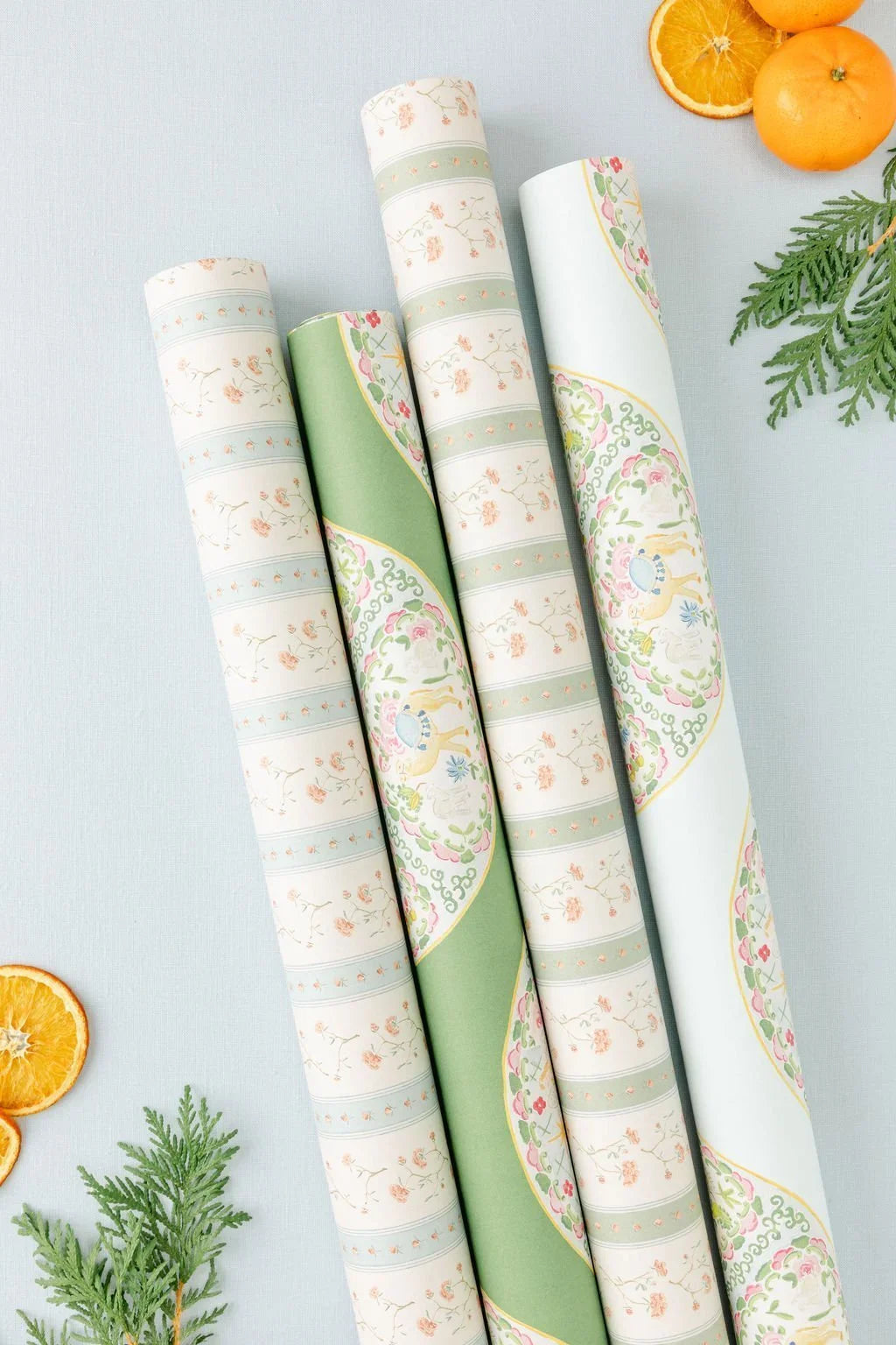 Gift Wrap - English Botanicals Blue