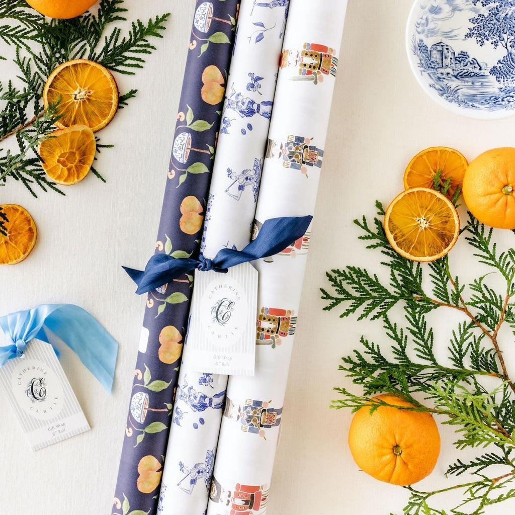 Gift Wrap - Pear Tree Navy