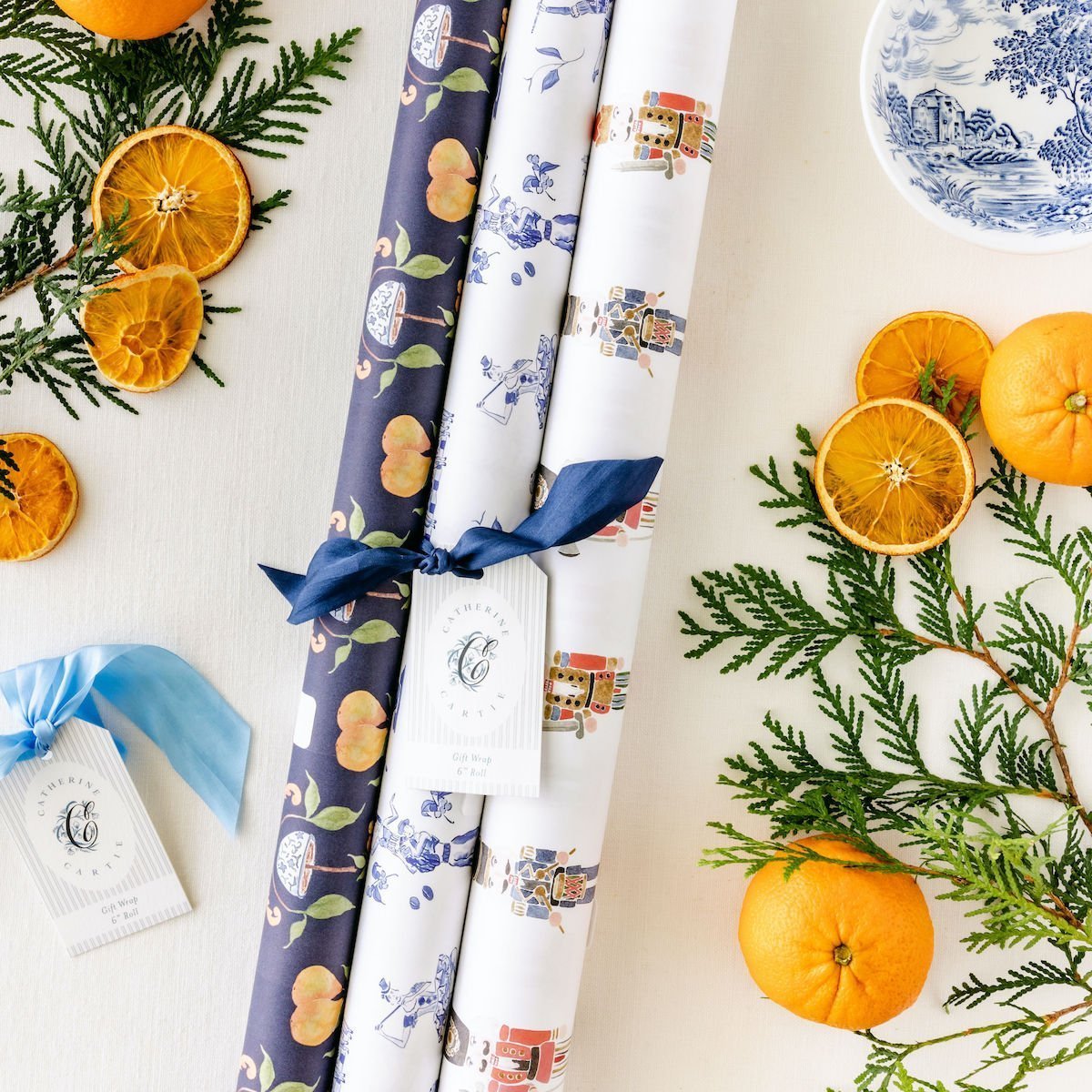 Gift Wrap - Pear Tree Navy