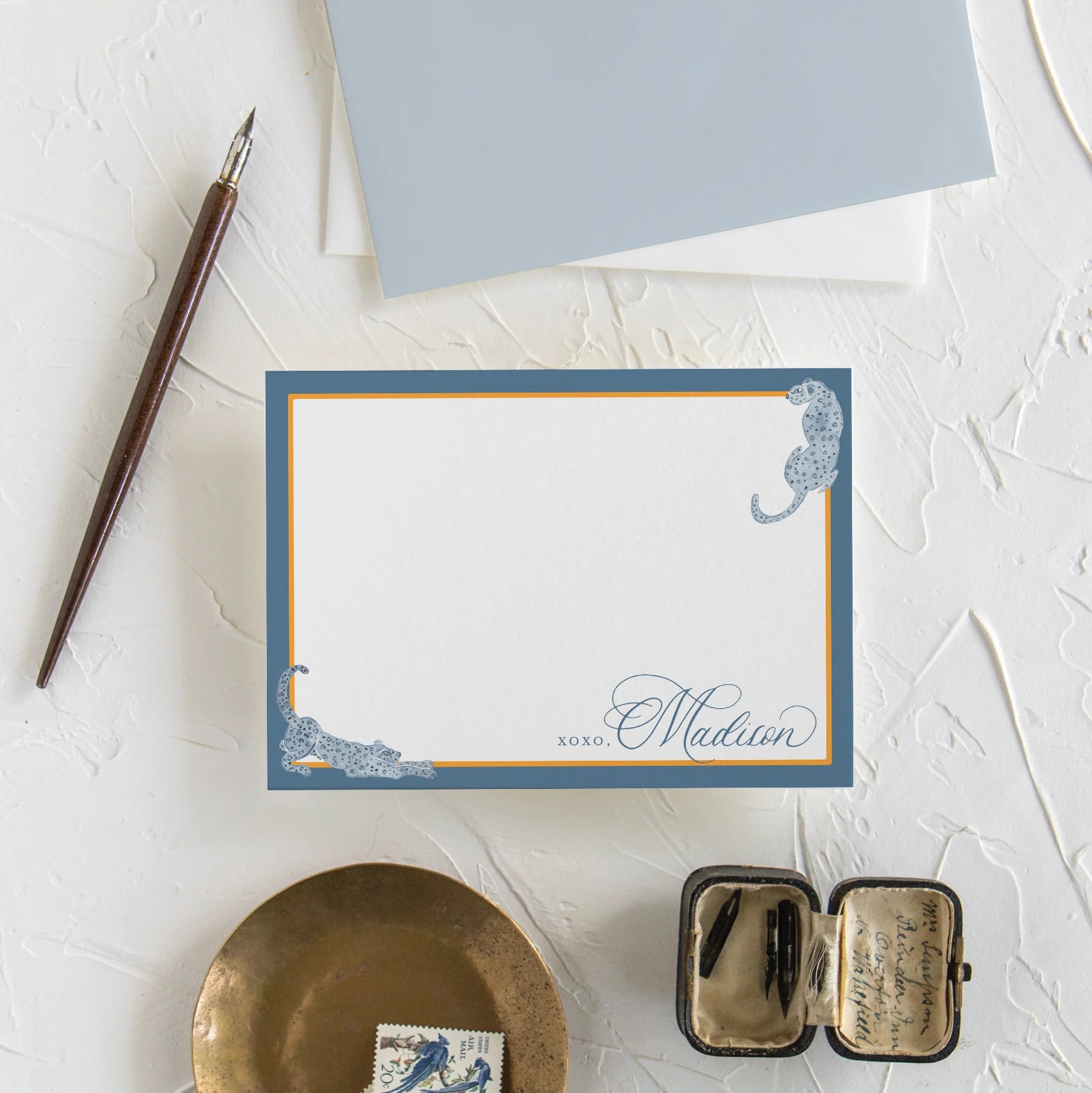 Personalized Jaguar Flat Notecards