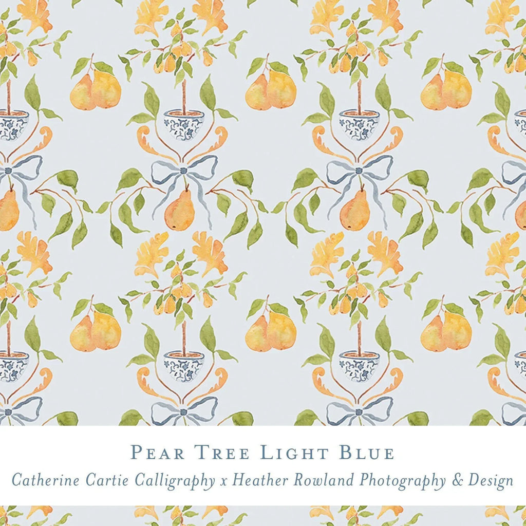 Gift Wrap - Pear Tree Light Blue