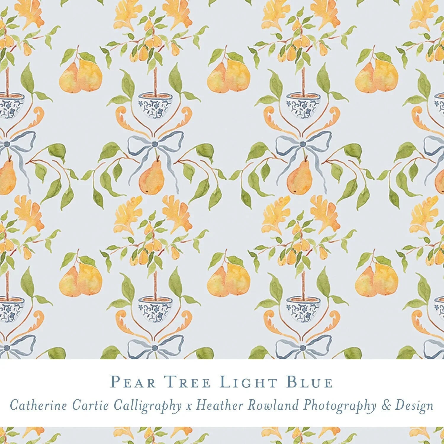 Gift Wrap - Pear Tree Light Blue