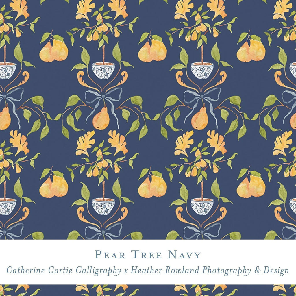 Gift Wrap - Pear Tree Navy