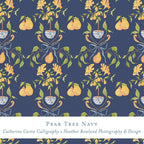 Gift Wrap - Pear Tree Navy