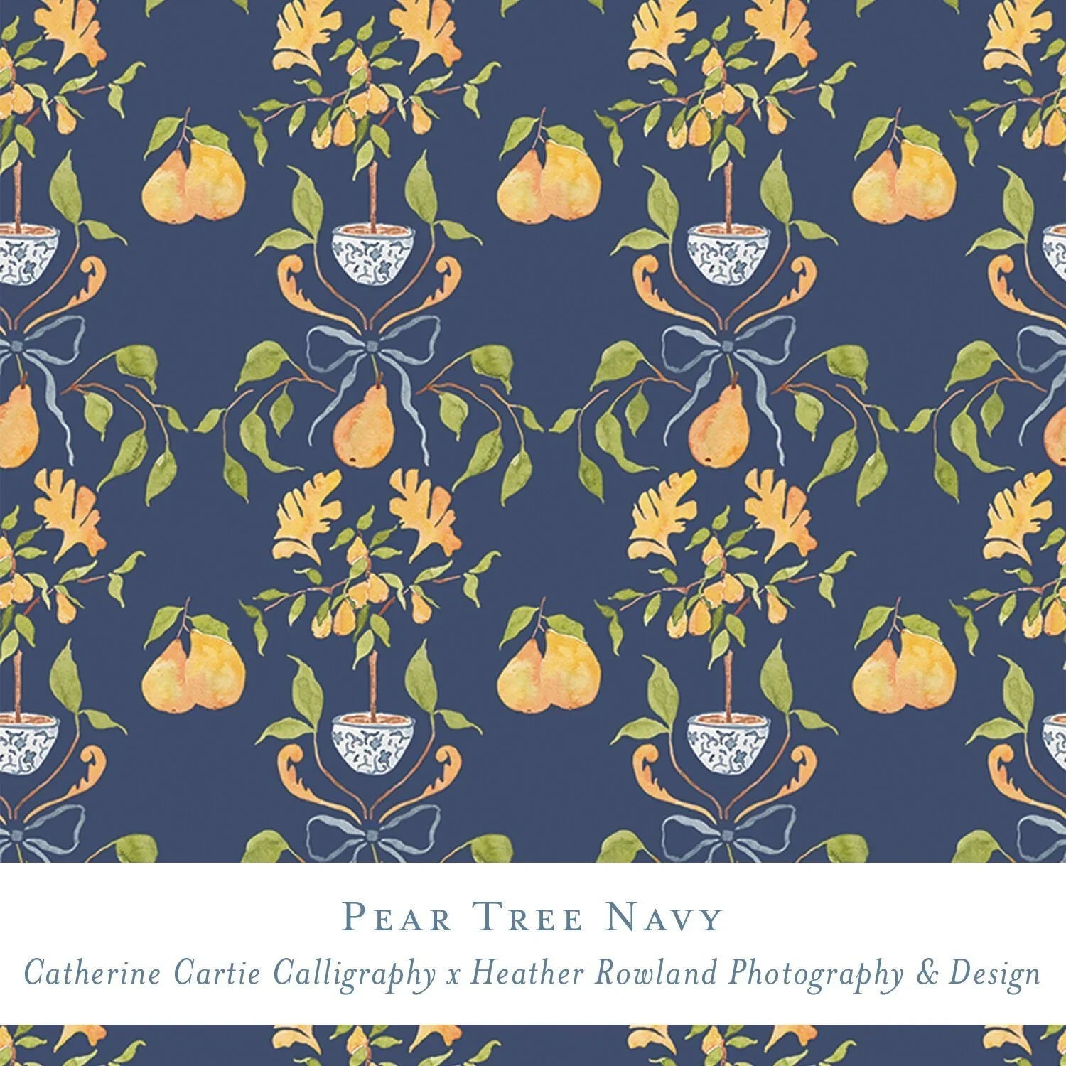 Gift Wrap - Pear Tree Navy