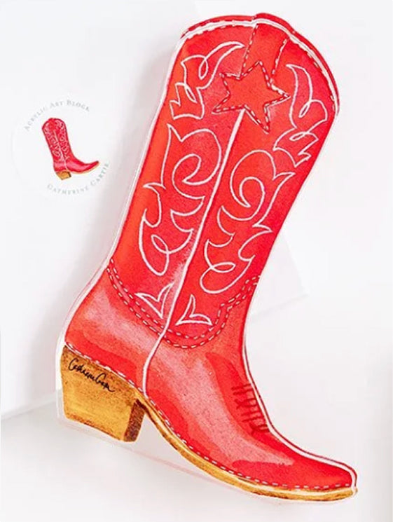 Red Boot Acrylic Art Block