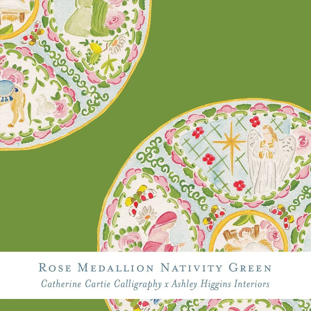 Gift Wrap - Rose Medallion Green