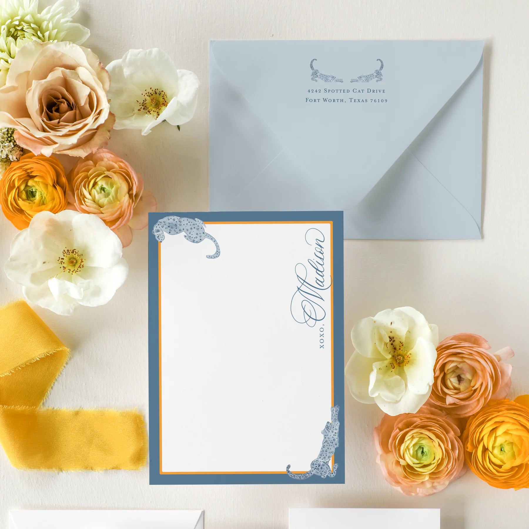 Personalized Jaguar Flat Notecards