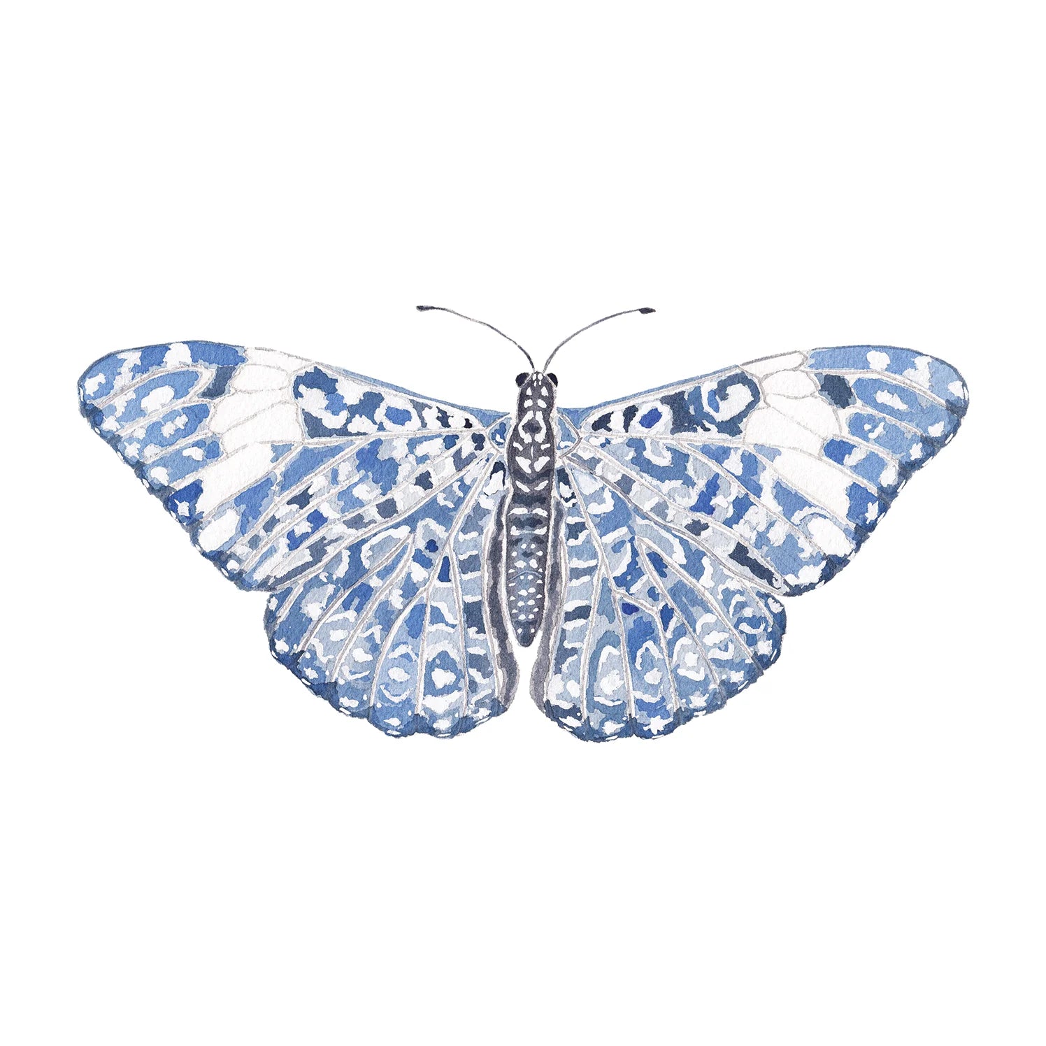 Blue Chinoiserie Butterfly Acrylic Art Block Large