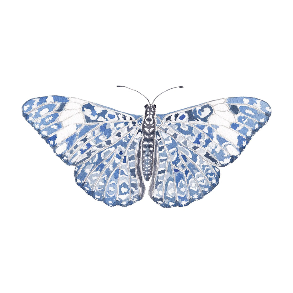 Blue Chinoiserie Butterfly Acrylic Art Block Small