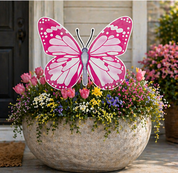 FPE x Catherine Cartie Pink Butterfly Garden Stake