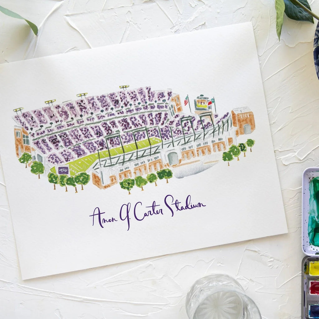 TCU Football Stadium Art Print 8x10