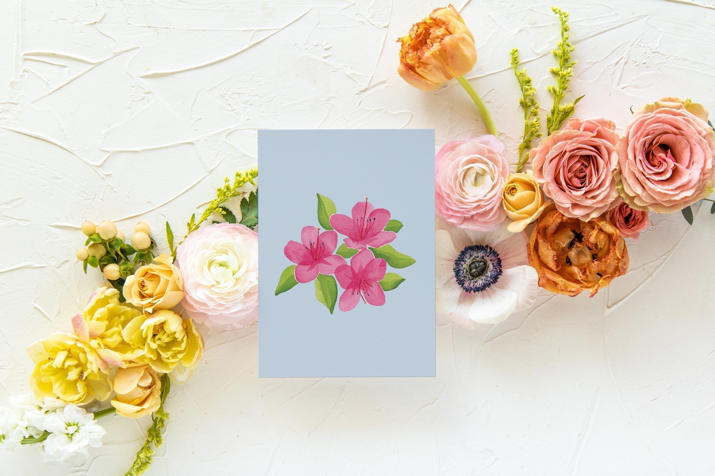 Blue Botanical 5x7 Prints - Azalea