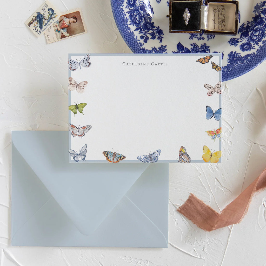 Personalized Butterfly Flat Notecards