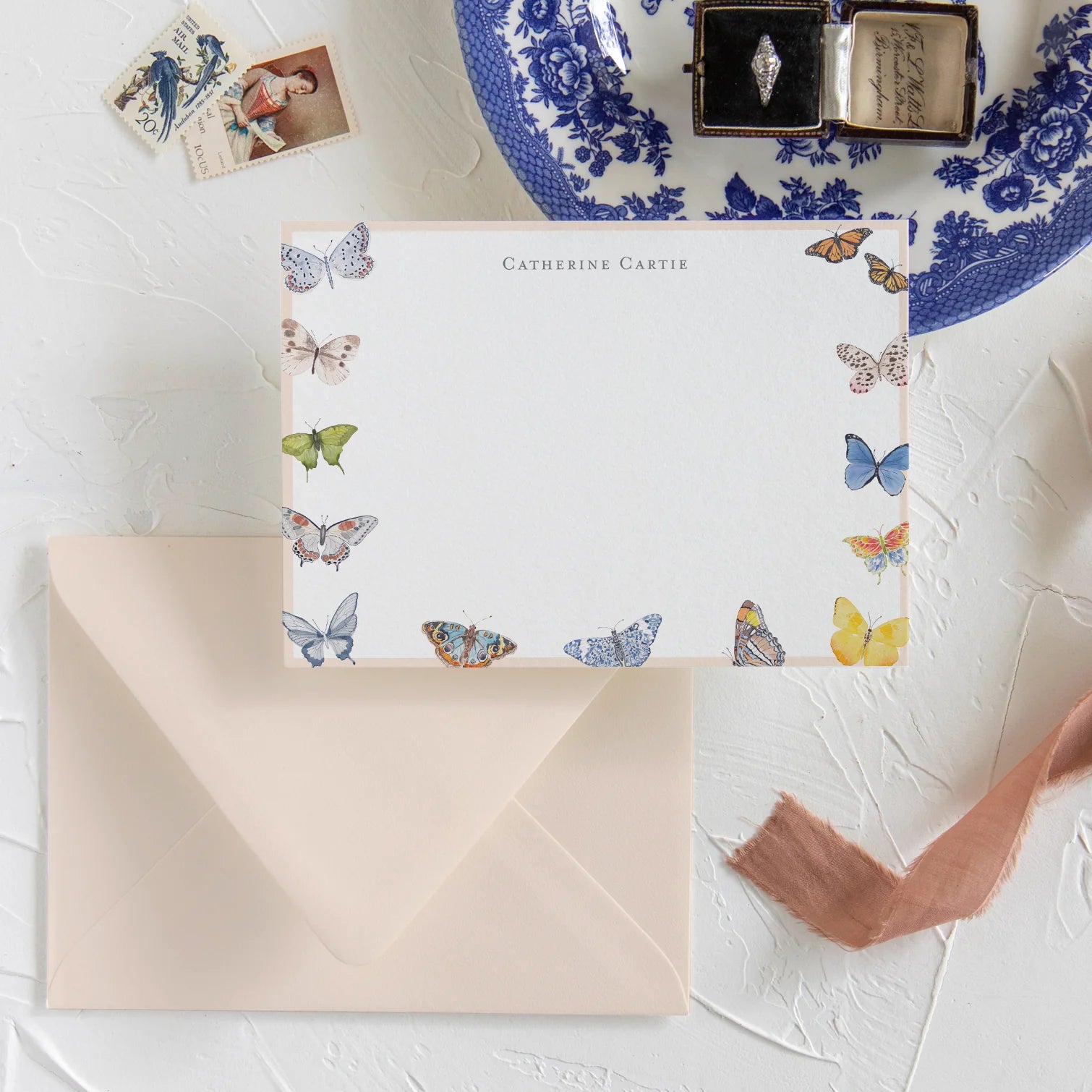 Personalized Butterfly Flat Notecards