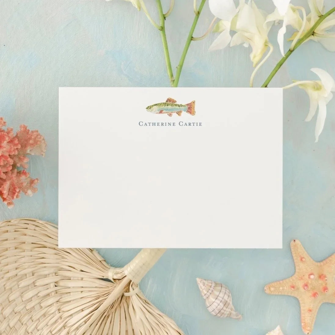 Personalized Trout Flat Notecards