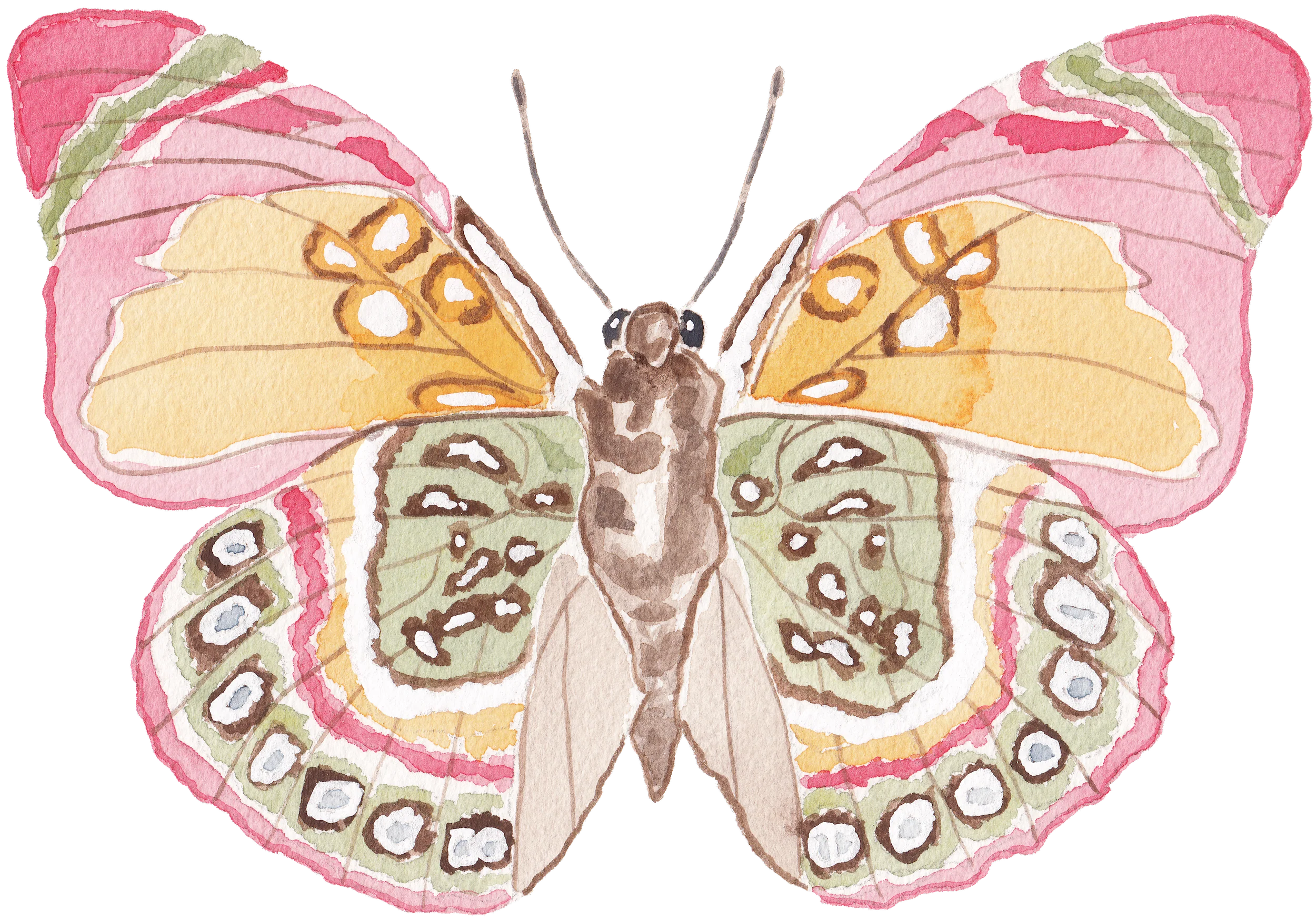 Pink and Green Butterfly Acrylic Art Block Small