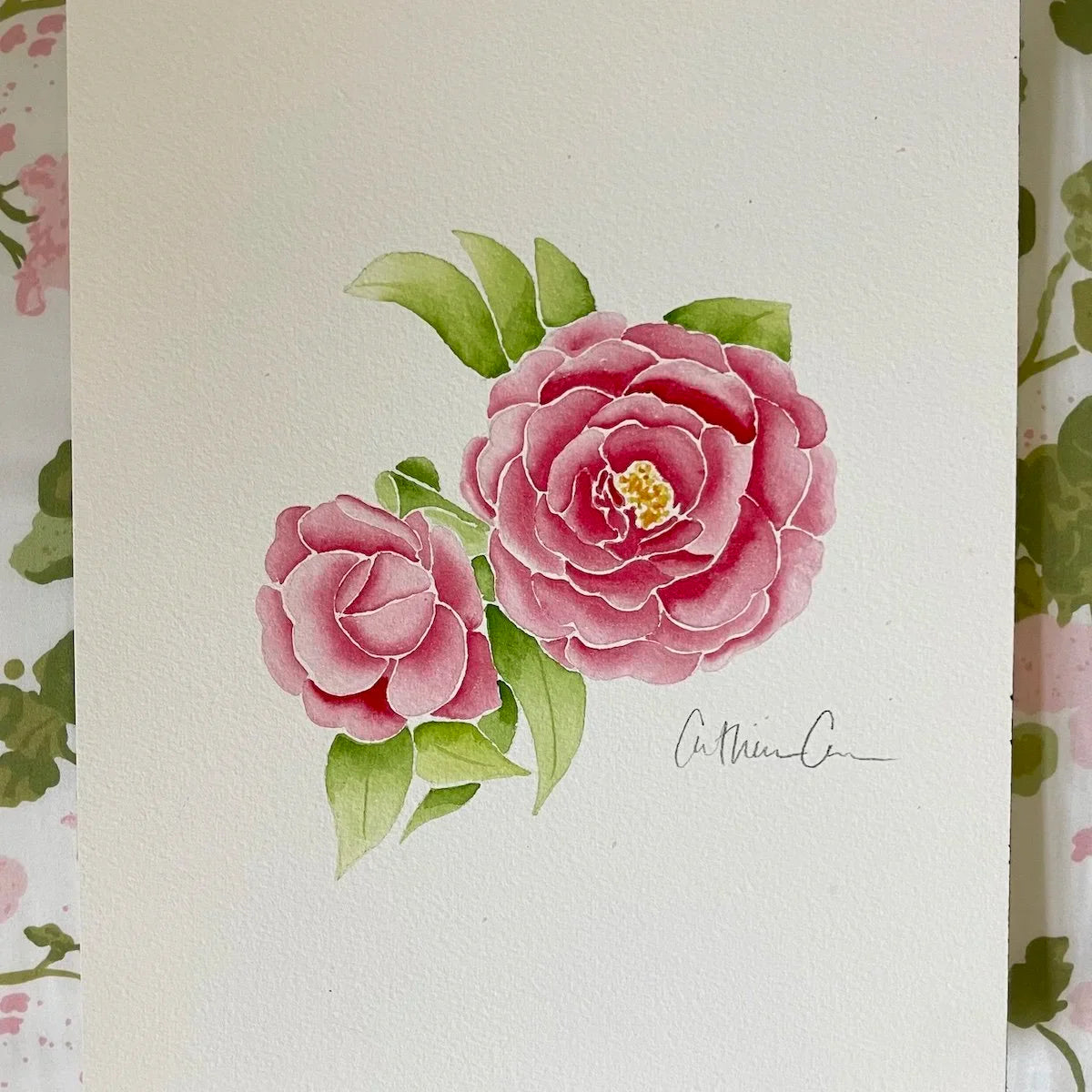 Botanical Original Painting - Camellia