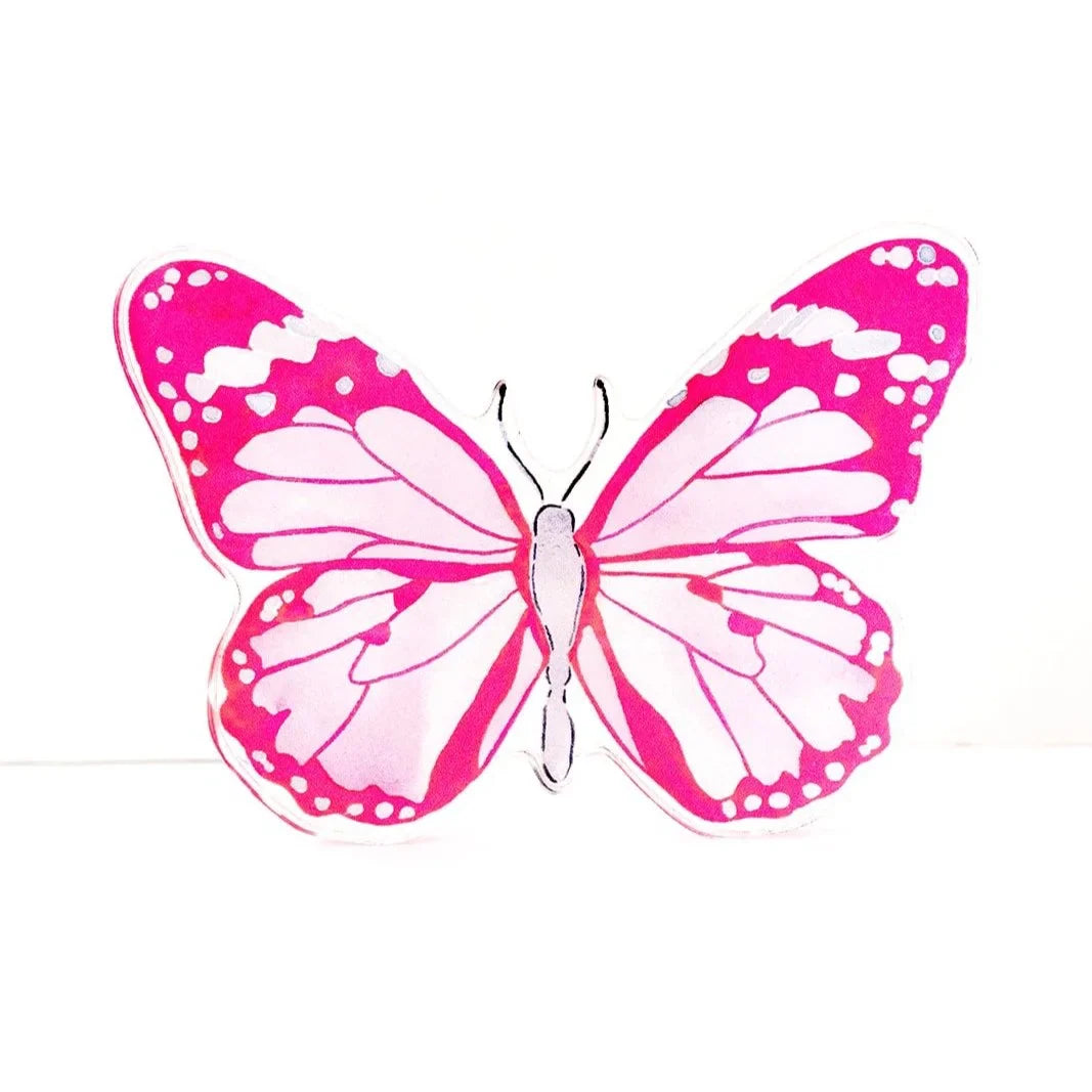 Pink Butterfly Acrylic Art Block Large