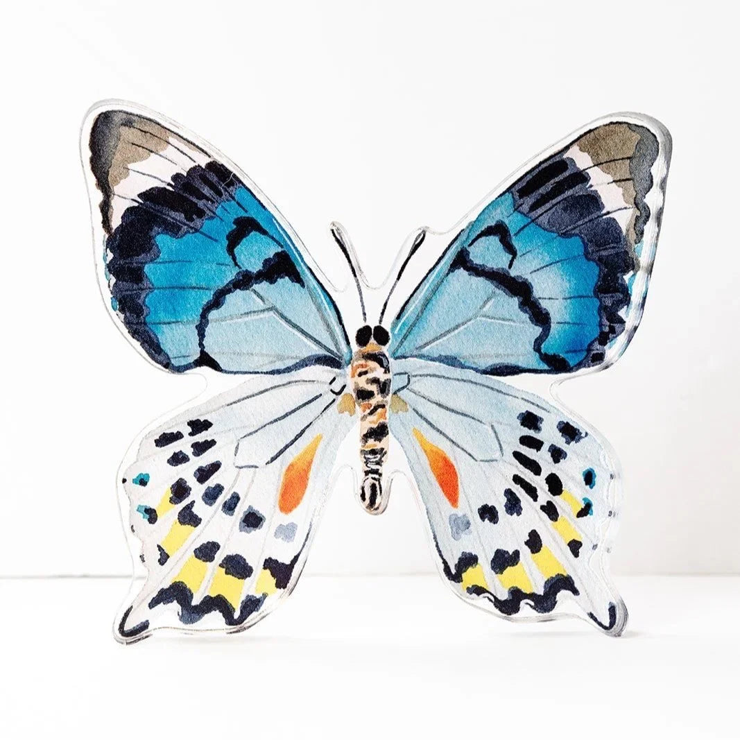 Blue Multi Butterfly Acrylic Art Block Large