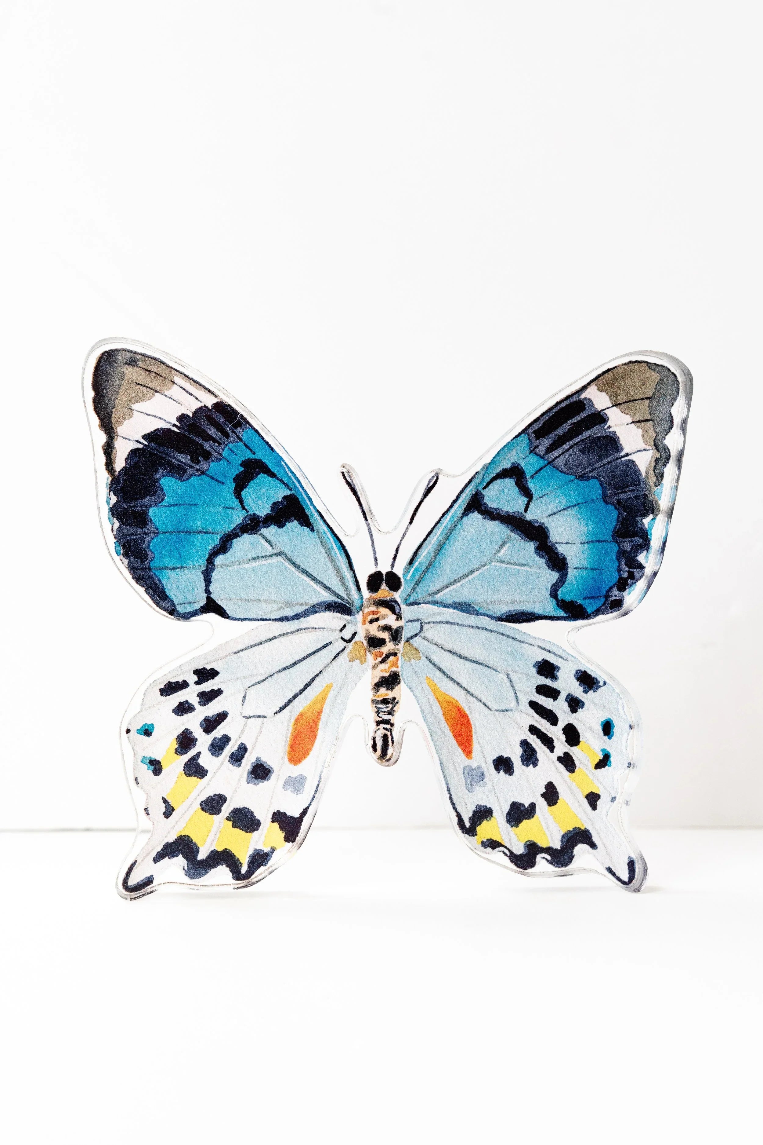 Blue Multi Butterfly Acrylic Art Block Small