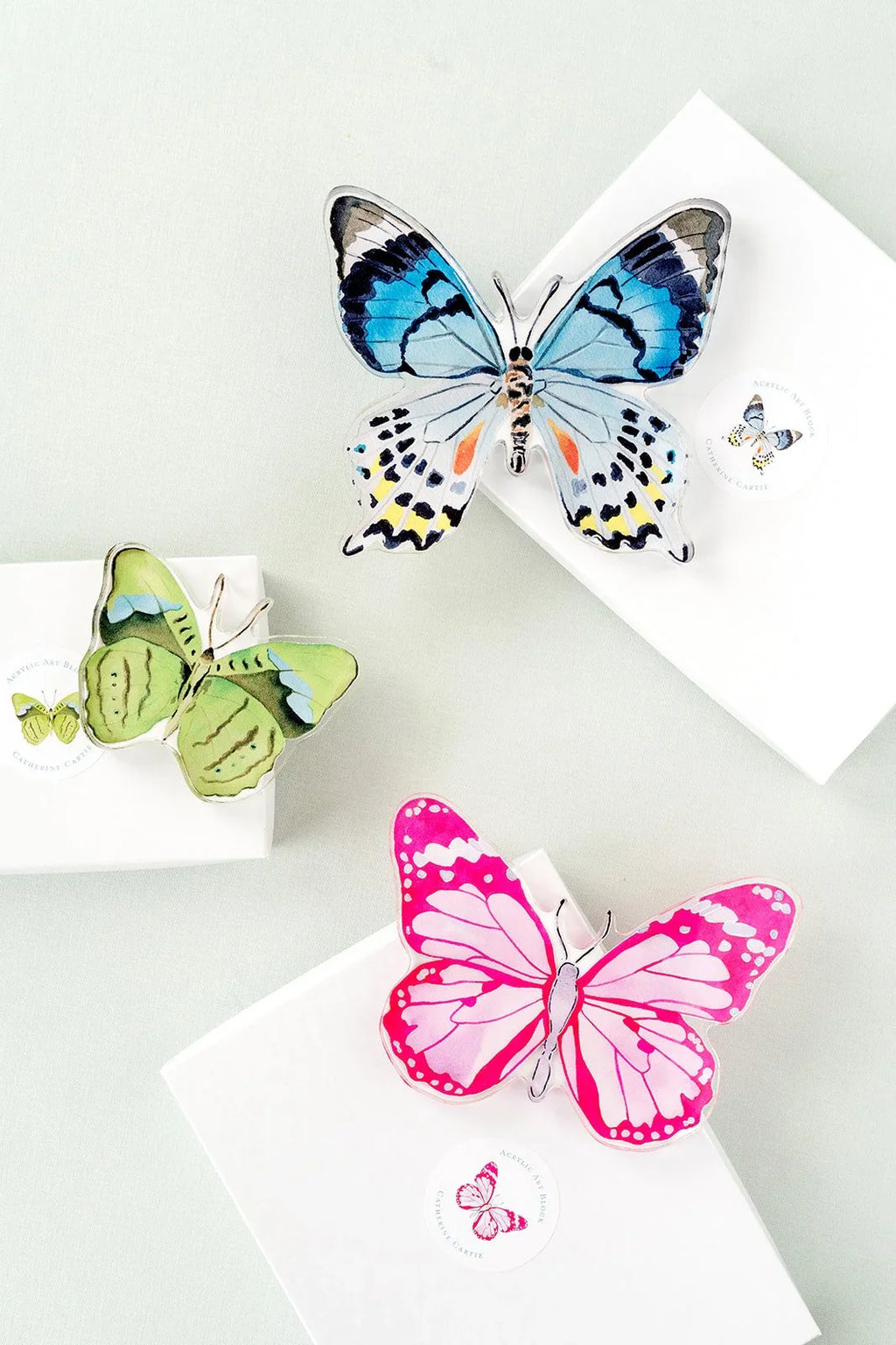 Blue Multi Butterfly Acrylic Art Block Large
