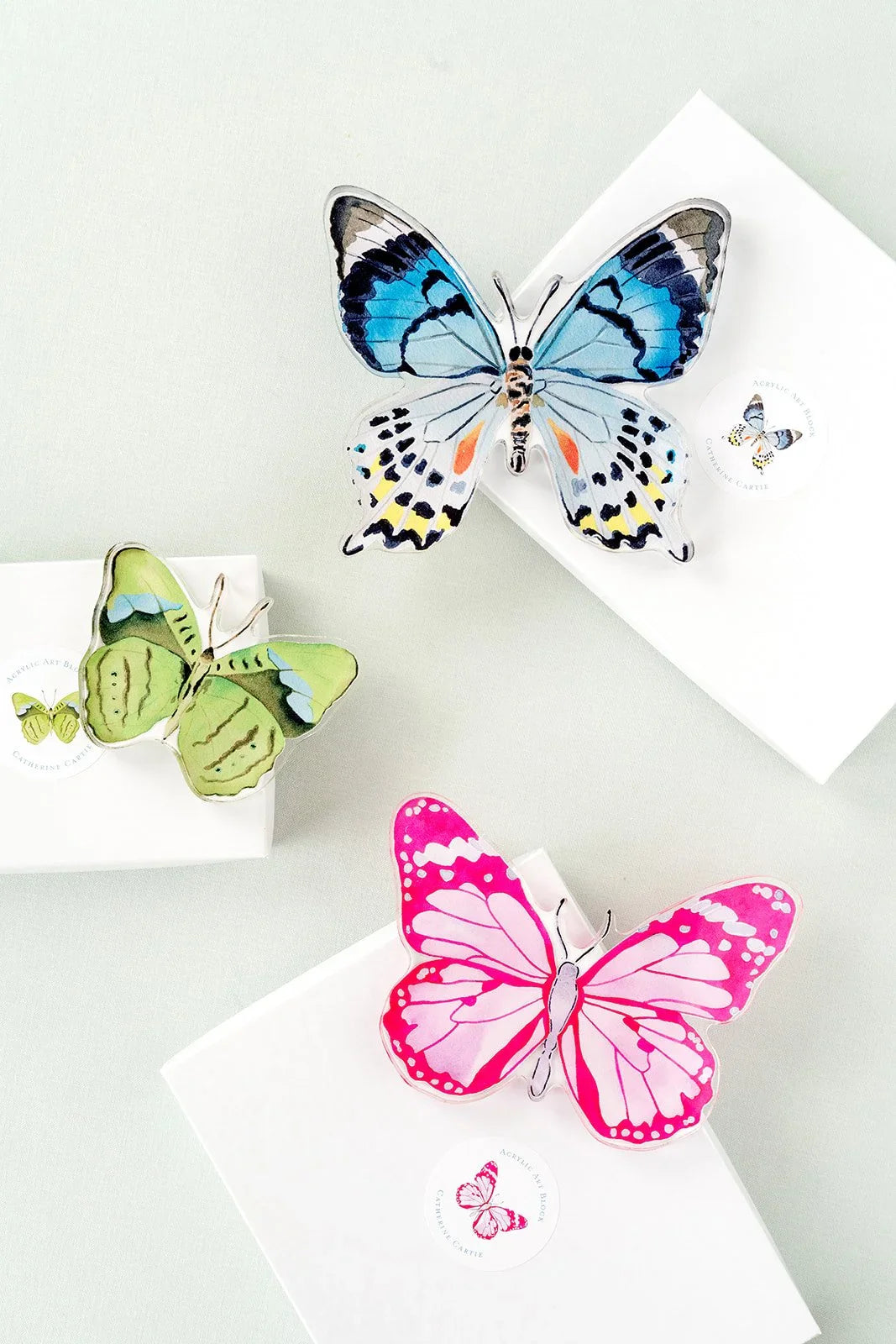 Blue Multi Butterfly Acrylic Art Block Large
