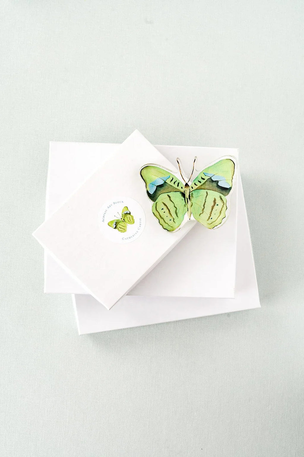 Green Butterfly Acrylic Art Block Small