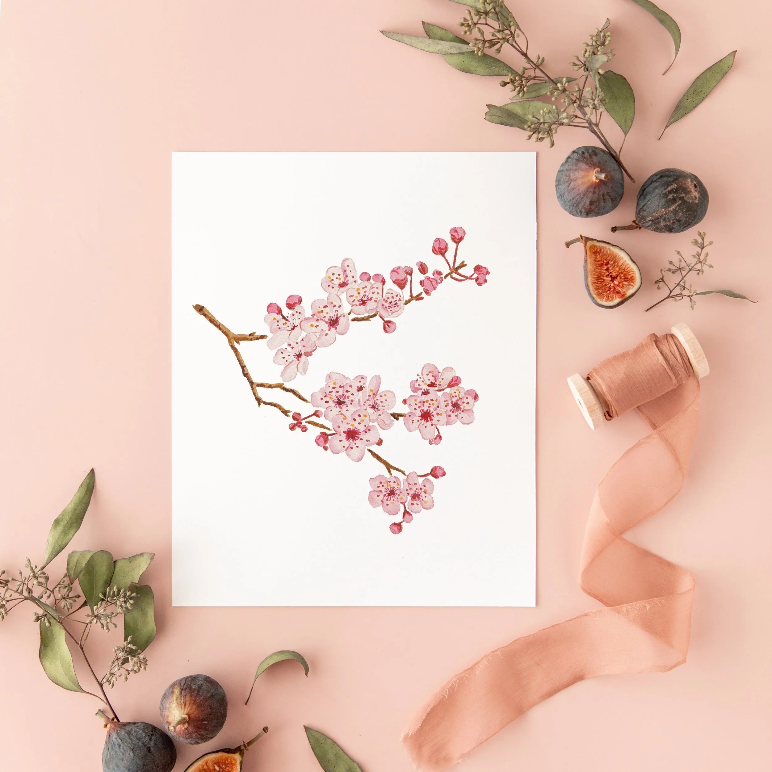 Botanical Art Prints 8x10 - Cherry Blossom
