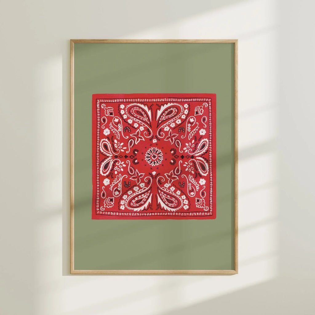 Paisley Bandana Colorful Art Print 5x7