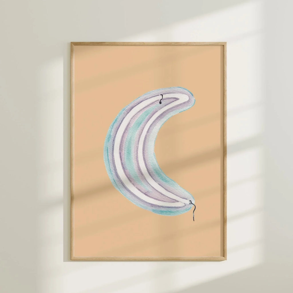 Neon Moon Colorful Art Print 5x7