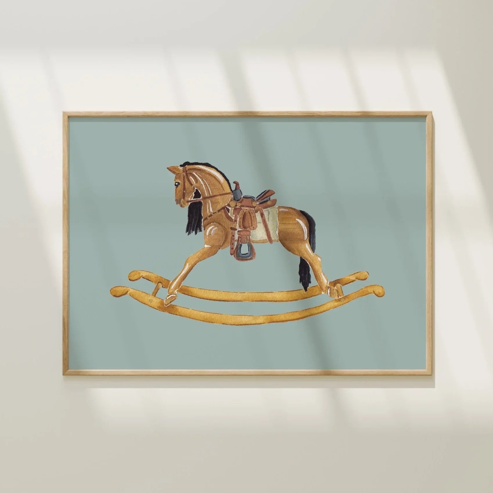 Rocking Horse Colorful Art Print 5x7