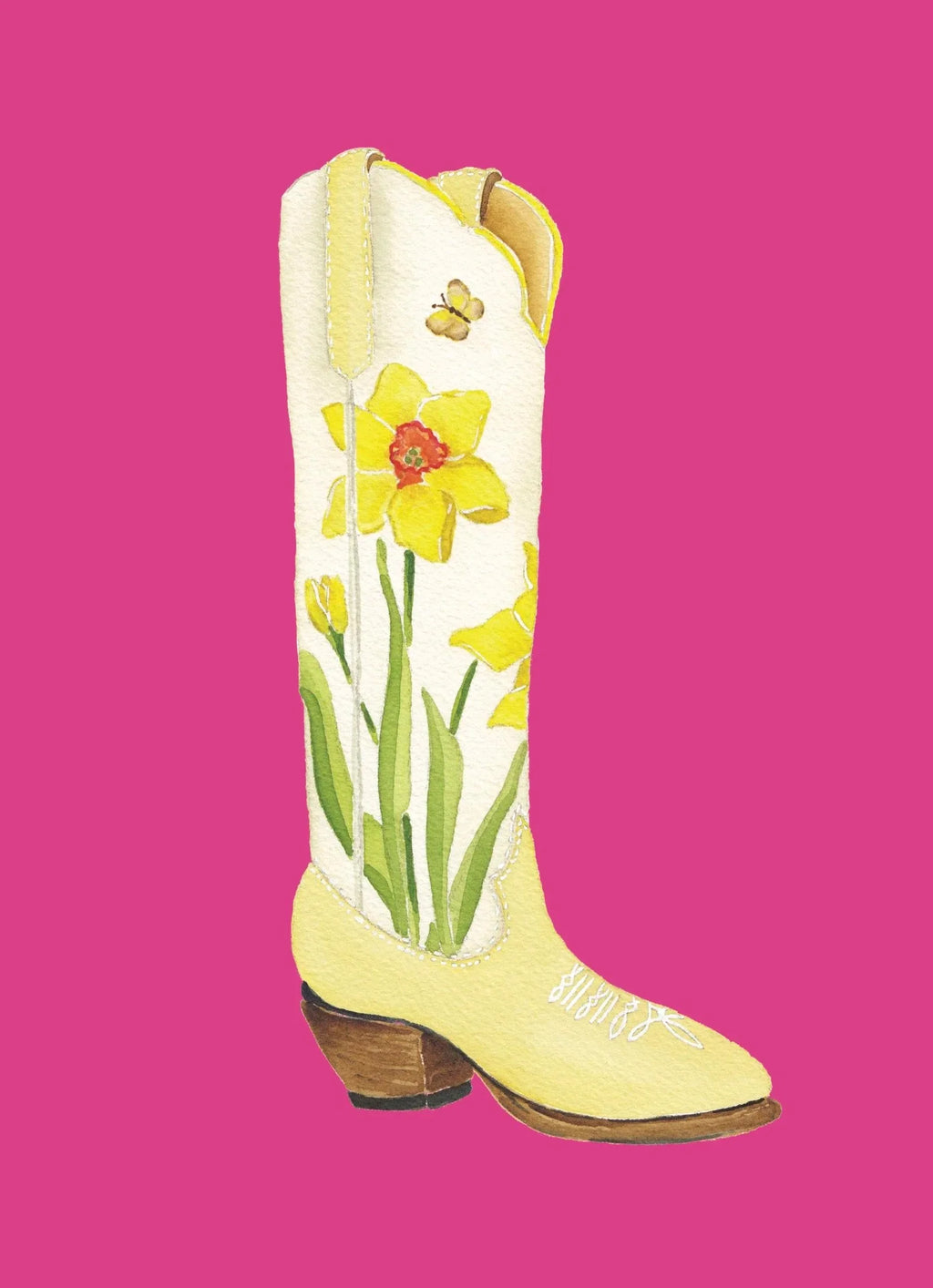Daffodil Boot Colorful Art Print 5x7
