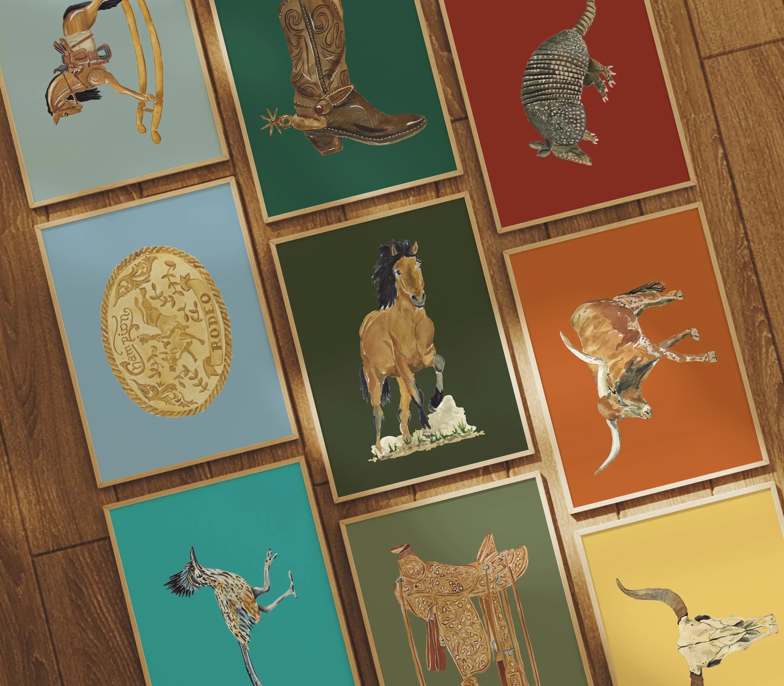 Western Saddle Colorful Art Print 5x7