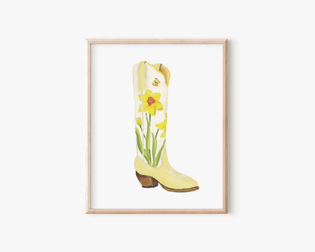 Daffodil Boot Art Print 8x10