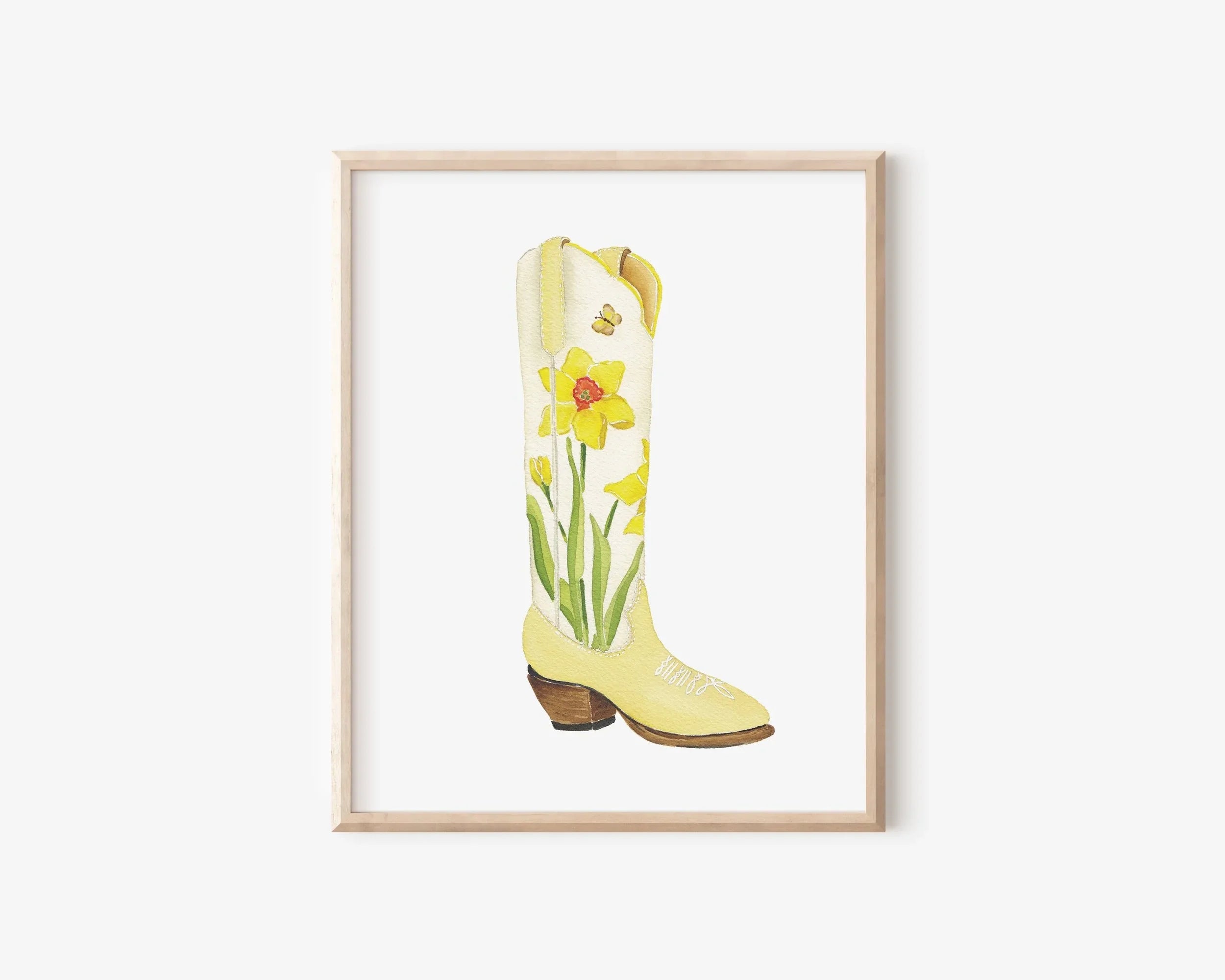 Daffodil Boot Art Print 8x10