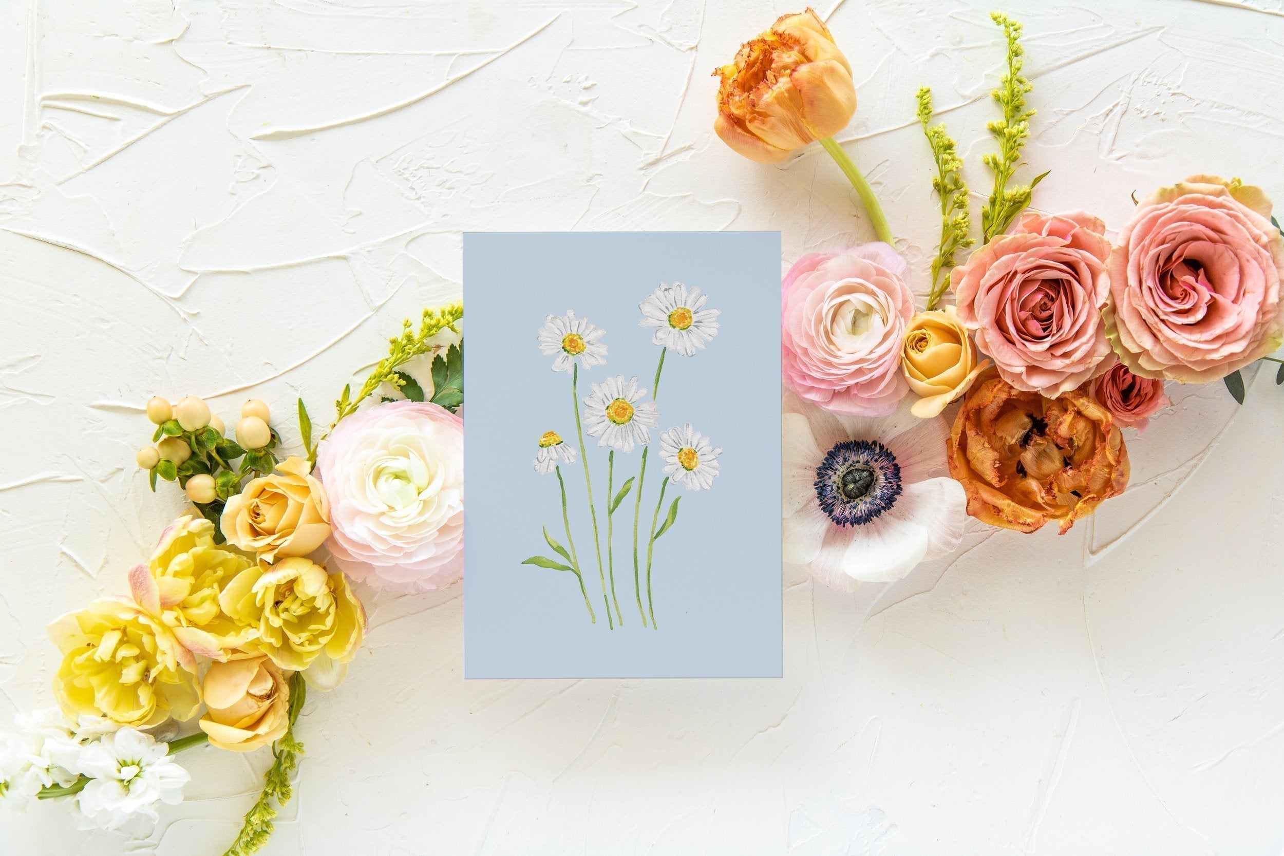 Blue Botanical 5x7 Prints - Daisy