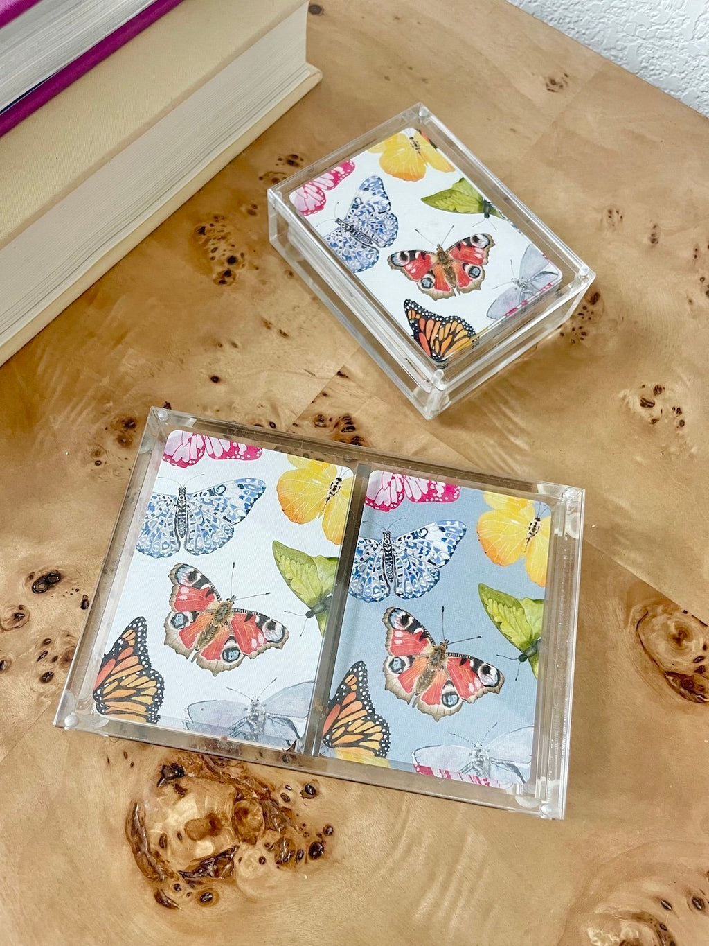Double Deck of Butterfly Playing Cards with Acrylic Box