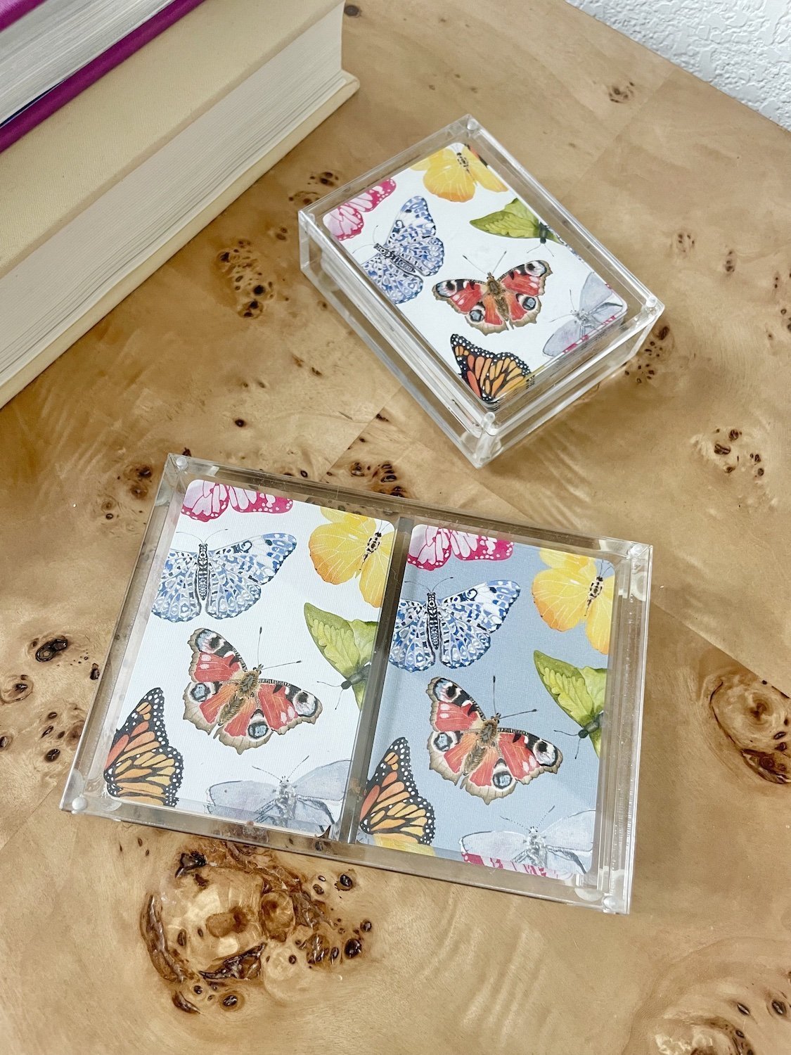 Double Deck of Butterfly Playing Cards with Acrylic Box