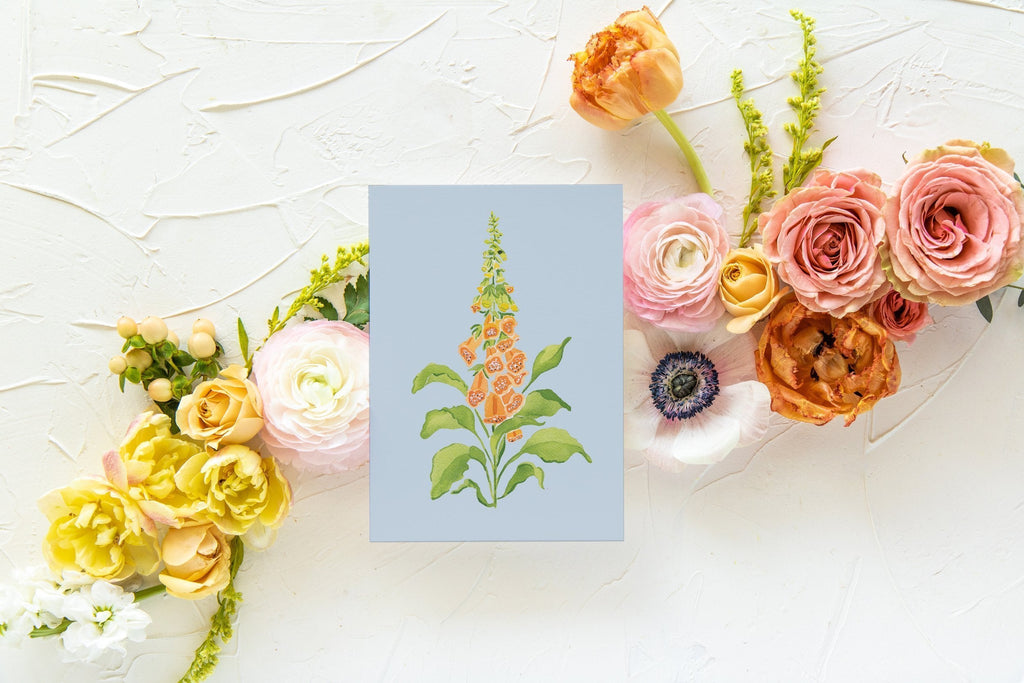 Blue Botanical 5x7 Prints - Foxglove