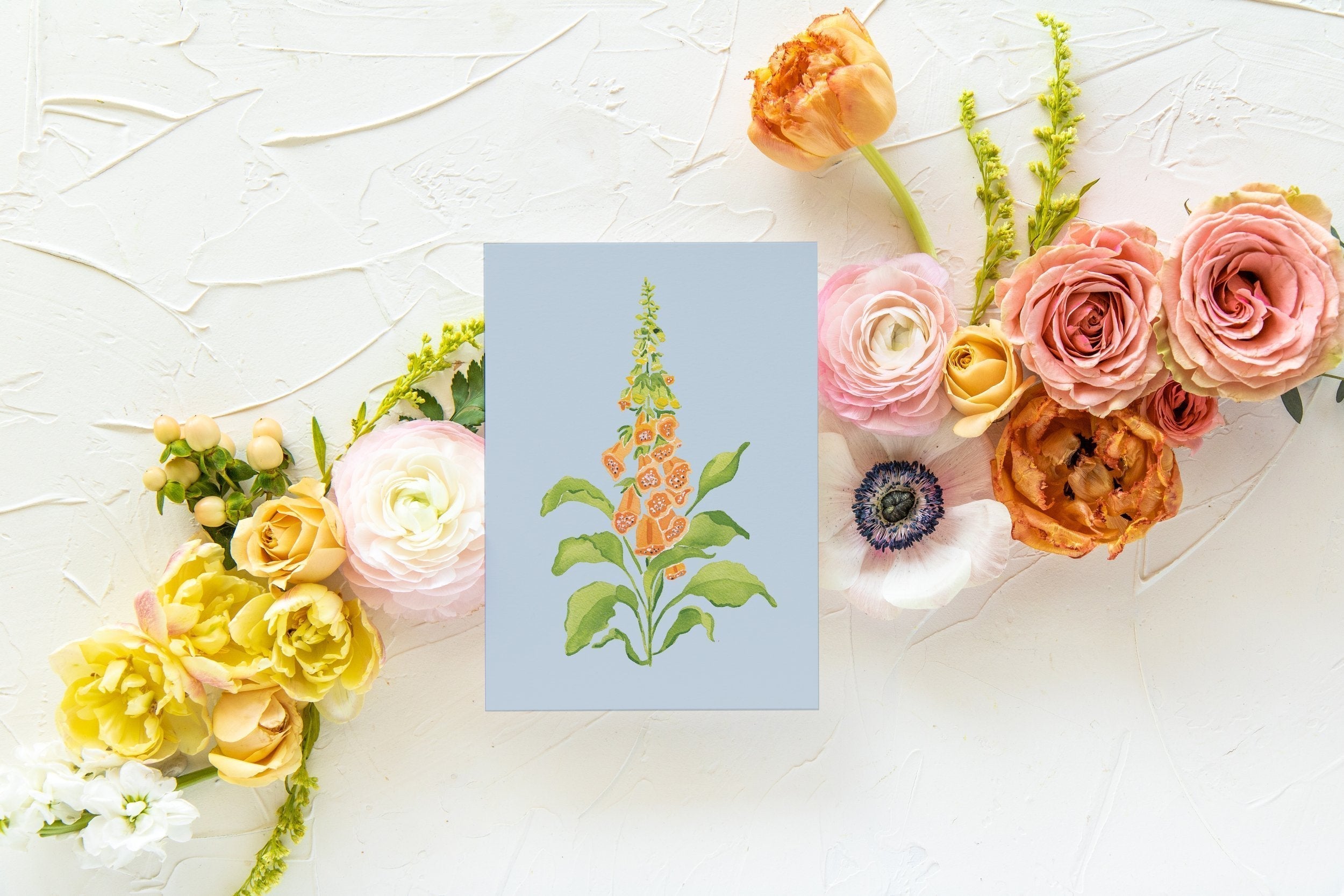 Blue Botanical 5x7 Prints - Foxglove