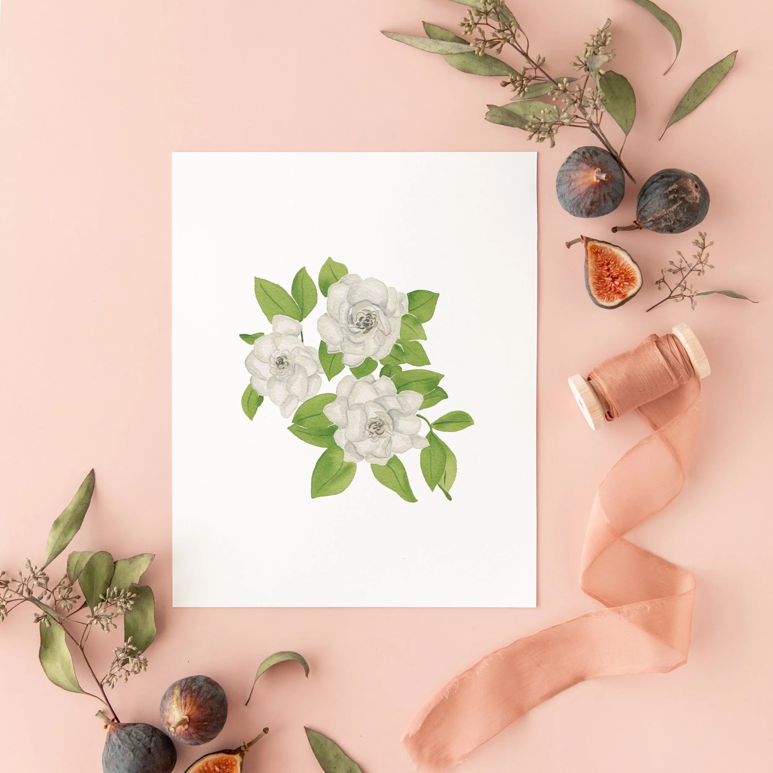 Botanical Art Prints 8x10 - Gardenia