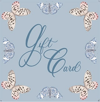 Gift card design with decorative butterflies on a light blue background