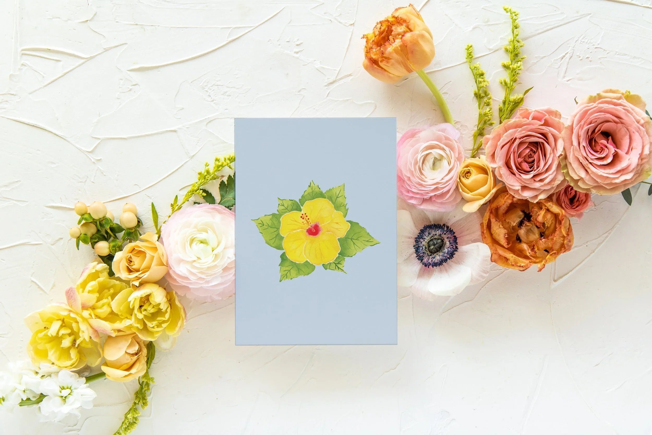 Blue Botanical 5x7 Prints - Hibiscus