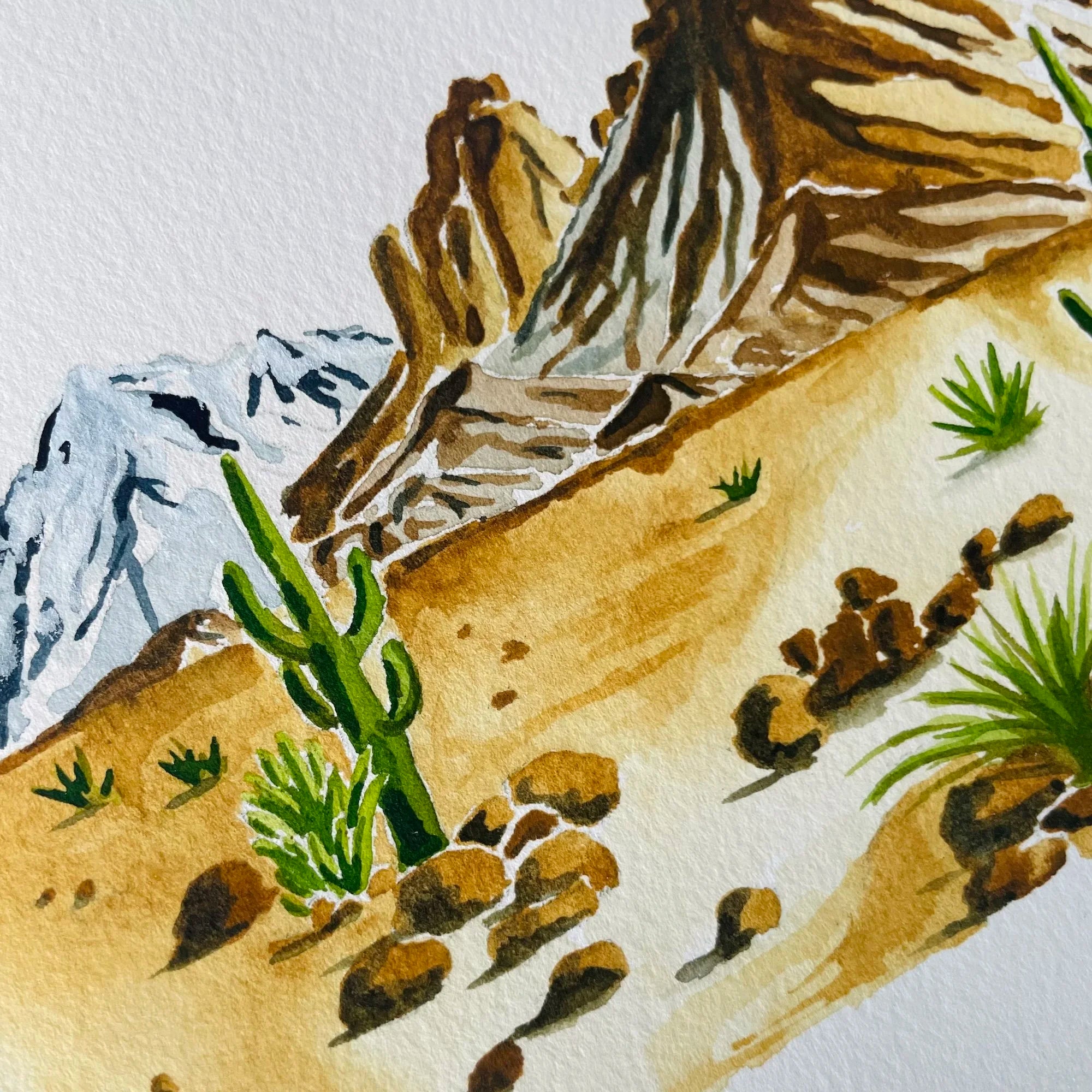 Western Mountain Landscape Colorful Art Print 5x7