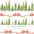Gift Wrap - Pine Trees and Red Bows