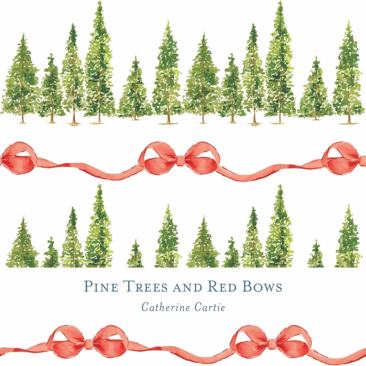 Gift Wrap - Pine Trees and Red Bows