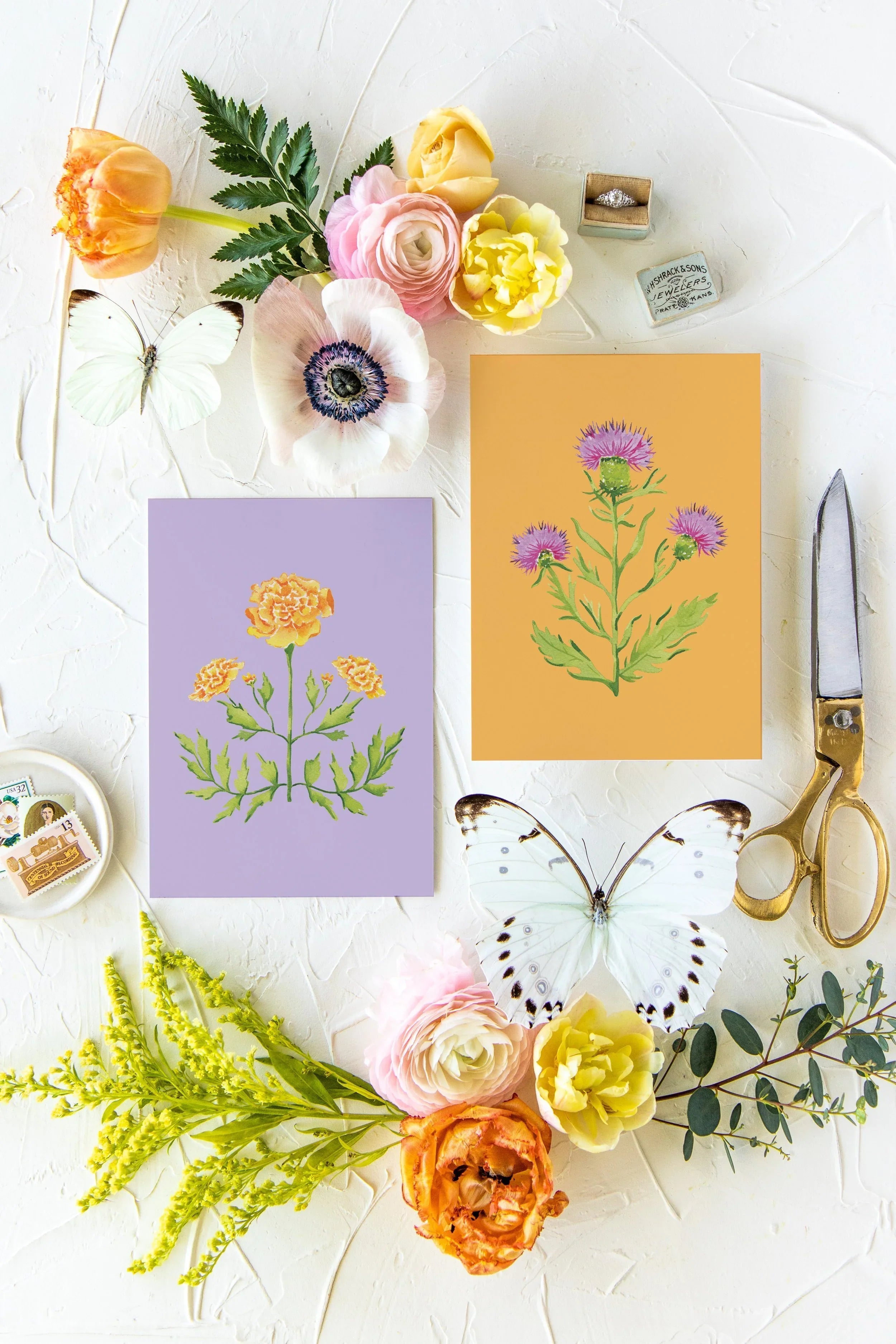 Colorful Botanical 5x7 Print - Purple Thistle
